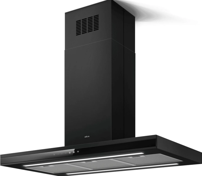 Elica Black Adele-Is-At-Blk 90Cm Wide Island Hood - A Rated