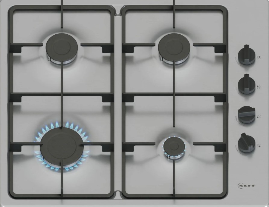 Neff Black N30 T26bkp6n0 60Cm 4 Burner Gas Hob - Stainless Steel
