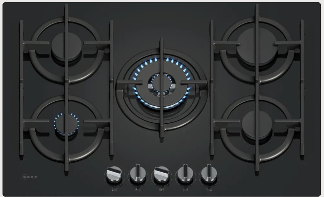 Neff Black N 70 Gas Hob 75 Cm Tempered Glass, T27piq4s0