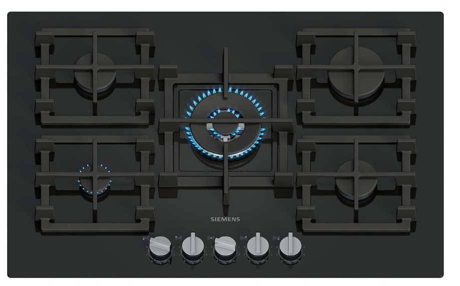 Siemens Black Ep7a6qi40 Iq500 75Cm Glass 5 Burner Stepflame Gas Hob