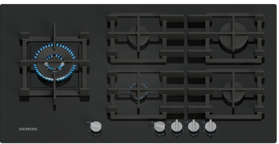 Siemens Black Iq500 Gas Hob 90 Cm Tempered Glass, Ep9a6mi40