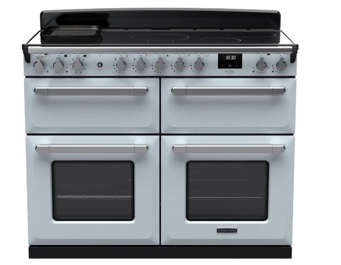 Rangemaster Blue Estel Deluxe Esdlb110eipmsb/Cm1 110Cm Induction Range Cooker Misty / Chrome, A Rated