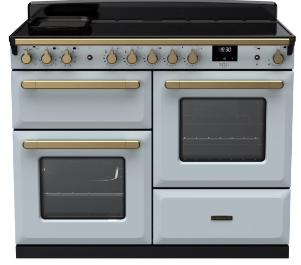 Rangemaster Blue Estel Deluxe Esdlo110eipmsb/Ab1 110Cm Induction Range Cooker Misty / Antique Brass, A Rated