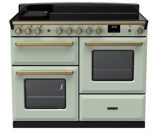 Rangemaster Estel Deluxe 110cm Induction Range Cooker - Mint/Antique Brass - 5 Zone Induction Hob - 2 Ovens - Image 3