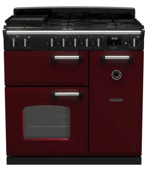 Rangemaster Bordeaux Cl90dfpbor/Cm1 Classic 90Cm Dual Fuel Rangecooker - In Stock