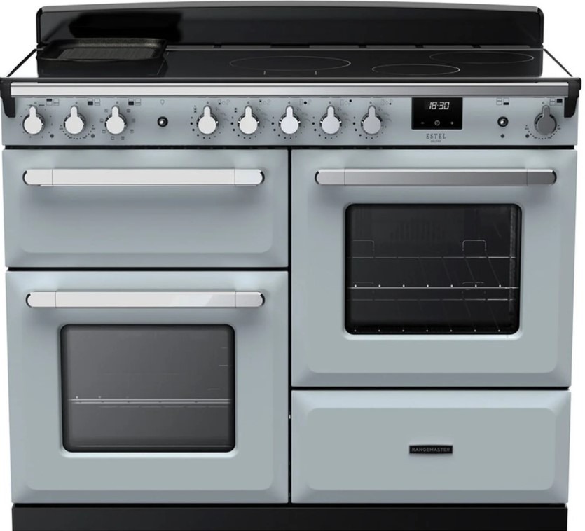 Rangemaster Blue Estel Deluxe Esdlo110eipmsb-Cm1 110Cm Wide Induction Range Cooker - Misty / Chrome
