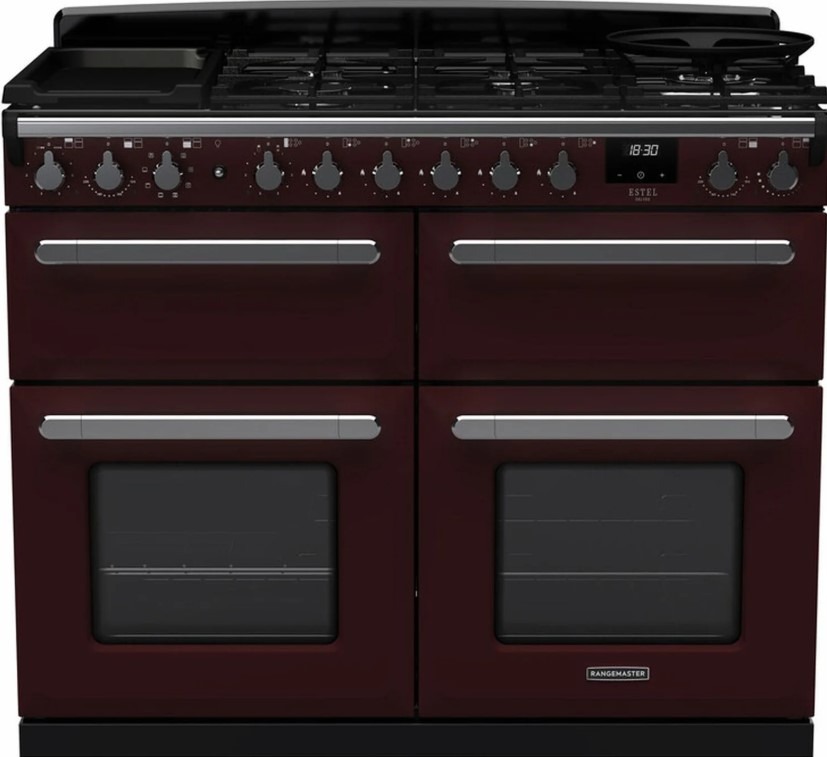 Rangemaster Bordeaux Estel Deluxe Esdlb110dfpbor/Cm1 110Cm Wide Dual Fuel Range Cooker - / Chrome