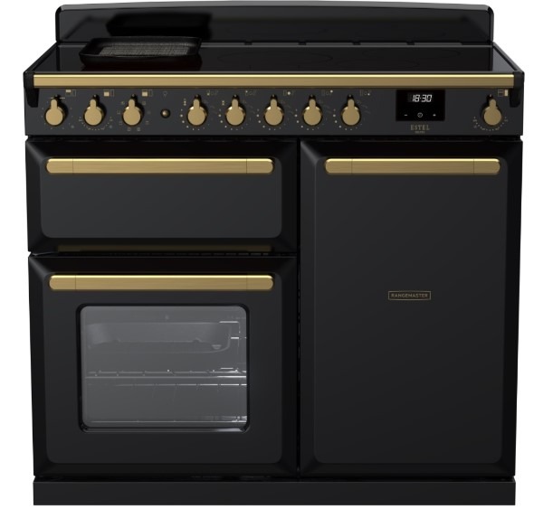 Rangemaster Black Estel Deluxe Esdl100eipgbl/Ab1 100Cm Induction Range Cooker / Antique Brass