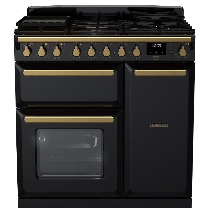 Rangemaster 90cm Dual Fuel Range Cooker - Black - 5 Burner Gas Hob - 3 Ovens - Image 4