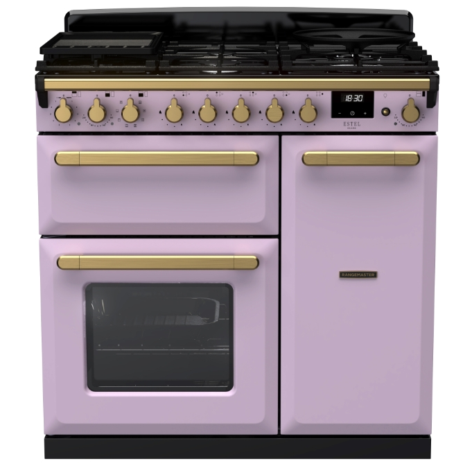 Rangemaster Estel Deluxe 90Cm Dual Fuel Range Cooker – Heather/Antique Brass, A/A Rated - Image 6
