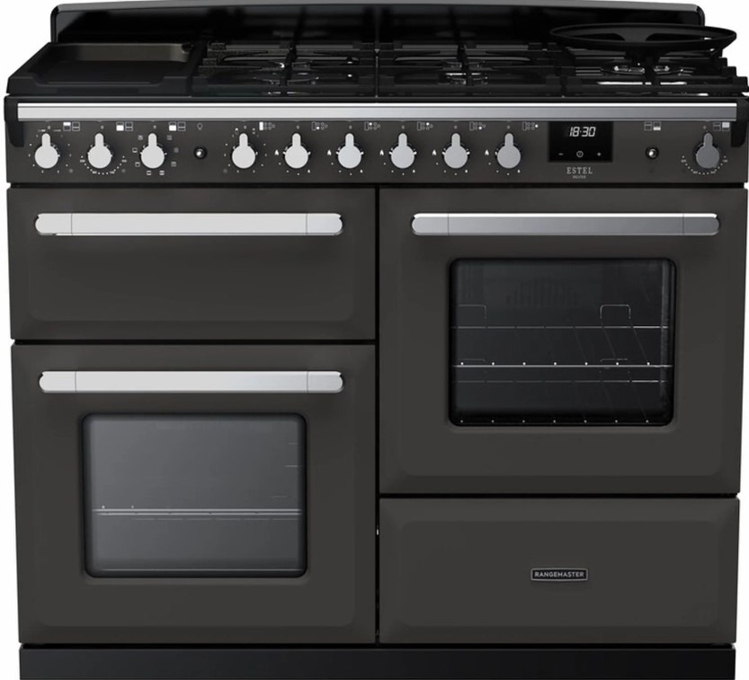 Rangemaster ESDLO110DFPSLT/CM1 110cm Dual Fuel Range Cooker - 5 Gas Burners 2 Ceramic Zones - Slate - Image 6