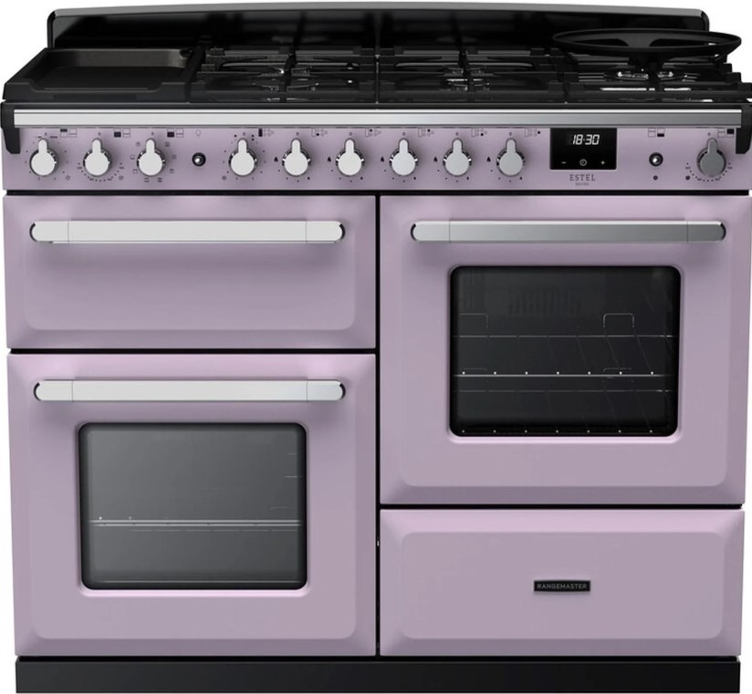 Rangemaster Estel Deluxe Esdlo110dfphth/Cm1 110Cm Wide Dual Fuel Range Cooker - Heather / Chrome