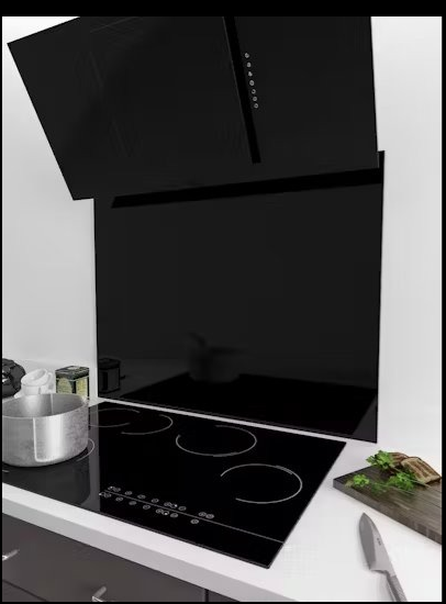Cata Black Bsb975 90Cm Straight Splashback In Glass