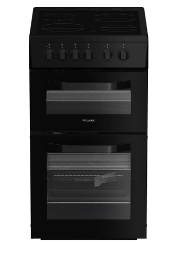 Hotpoint Black 50Cm Freestanding Electric Twin Cavity Cooker Model: Hte5vcb