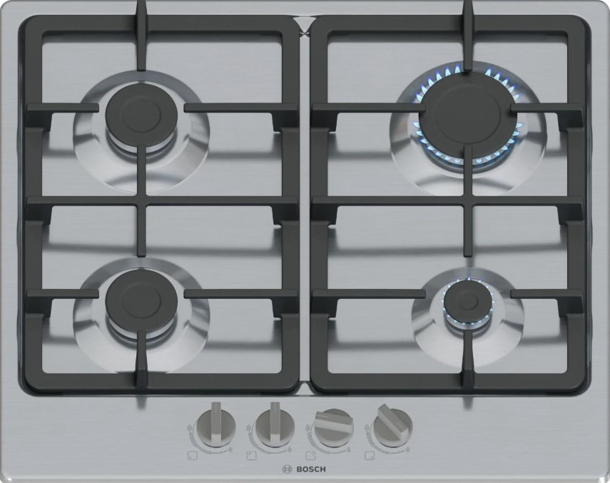 Bosch Series 4 Pgp6b5k90 60Cm 4 Burner Gas Hob - Stainless Steel