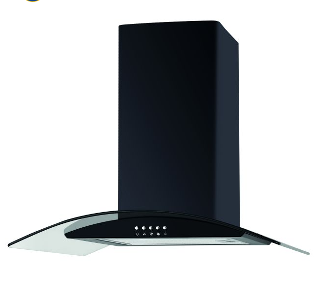 Cata Black Ubscg70bk 70Cm Curved Glass Chimney Hood