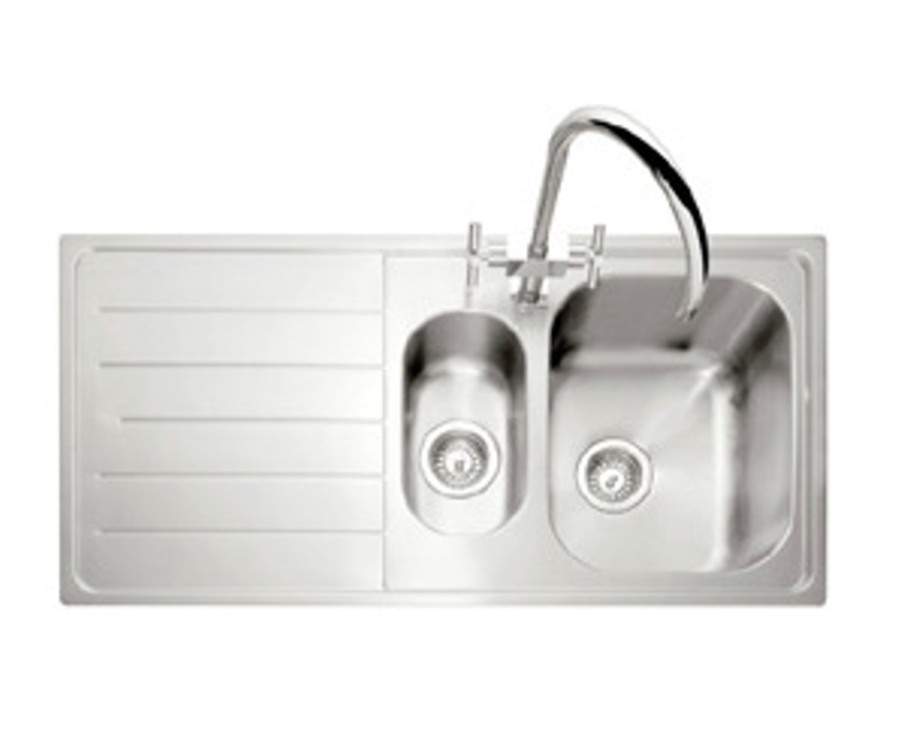 Caple Ly150ss/L Lyon 150 Inset Sink: 1.5 Bowls, Drainer, Stainless Steel.