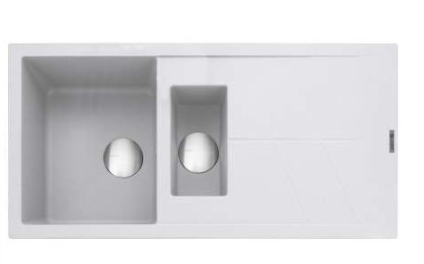 Caple White Sotera 150 Inset 1.5 Bowl Kitchen Sink With Drainer - Chalk