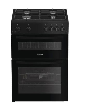 Indesit Black Idg6gb 60Cm Double Oven Gas Cooker - A+/A Rated