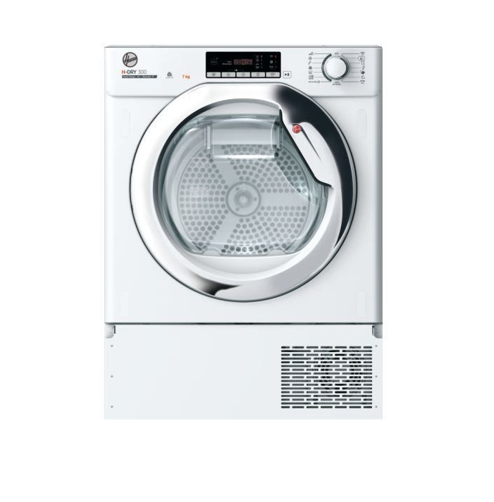 Hoover White Bhtdh7a1tce Integrated 7Kg Heat Pump Tumble Dryer In With Chrome Door
