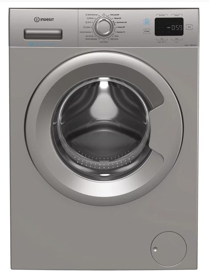 Indesit Silver Ip946spushgouk Freestanding Front Loading Washing Machine 9Kg 14-00 Spin