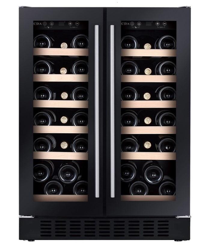 Cda Black/Red Cfwc624bl 60Cm Freestanding/Under Counter Double Door Wine Cooler
