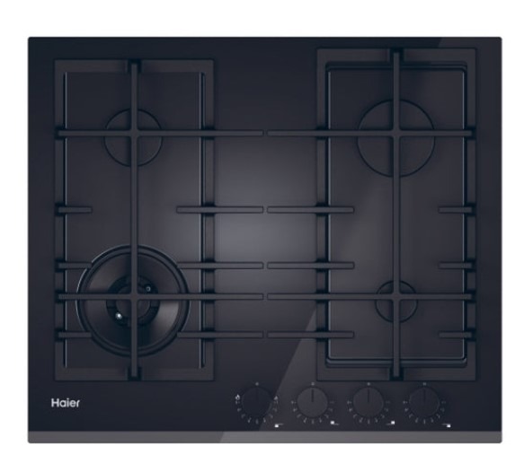 Haier 60 cm Gas Hob - Black Tempered Glass - 4 Burners - Image 5