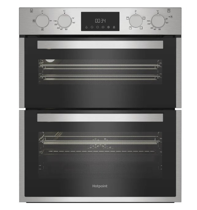Hotpoint 72Cm Built Under Double Fan Oven With Enamel Liners Duh 10D Ix