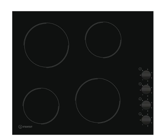 Indesit RI860C 60cm wide 4 Zone Ceramic Hob, Dial Control, 6 Power Levels - Image 7