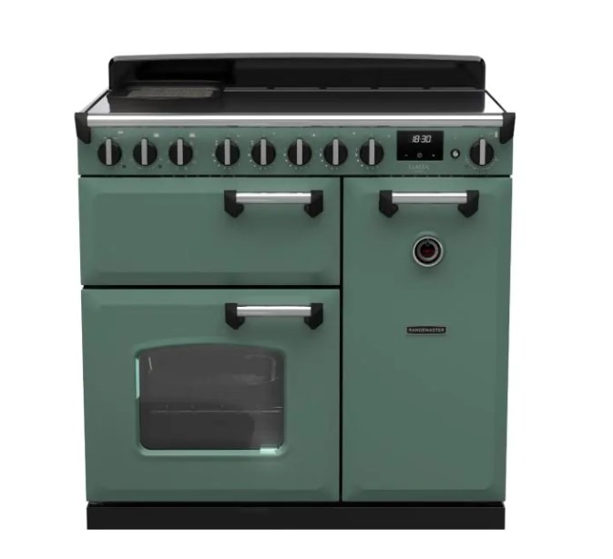 Rangemaster Green Cldl90eipmgr/Cm1 Classic Deluxe 90Cm Induction Range Cooker - Mineral