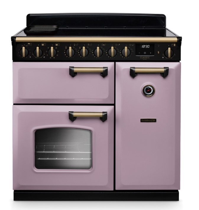 Rangemaster Green Classic Deluxe 90Cm Dual Fuel Range Cooker - Heather & Brass