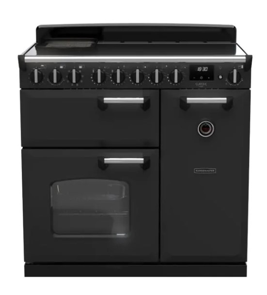 Rangemaster Black Cldl90eipcbl/Cm1 Classic Deluxe 90Cm Induction Range Cooker - Charcoal