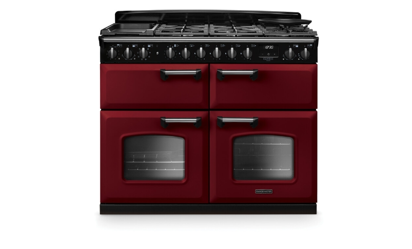 Rangemaster Bordeaux Cldlb110dfpbor/Cm1 110Cm Dual Fuel Range Cooker Classic Deluxe / Chrome