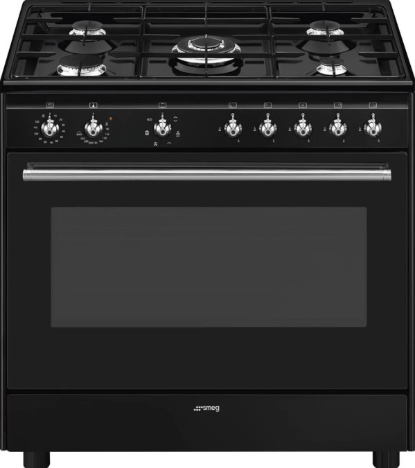 Smeg Black 90Cm Concert Classic Dual Fuel Cooker With Gas Hob Cx91gmbl