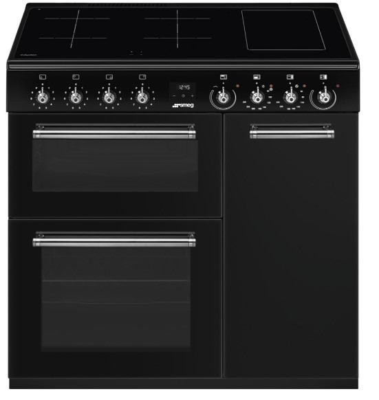 Smeg Black Cx93imbl 90Cm Concert Classic Full Electric Cooker With Induction Hob