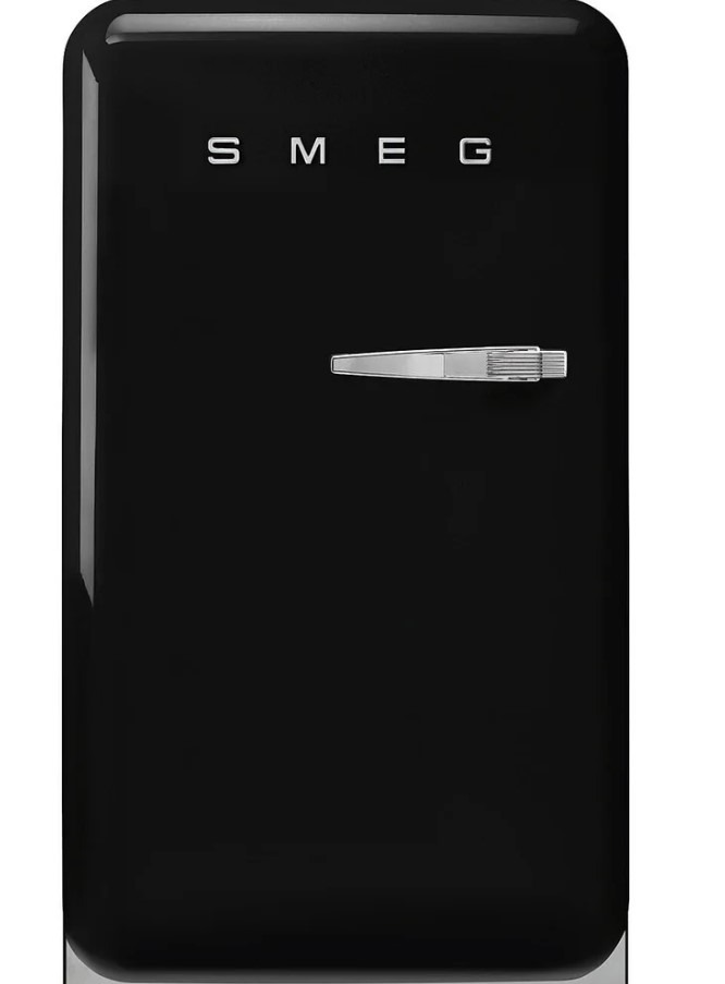 Smeg Black Fab10lbl6 50'S Style 55Cm Fridge With Icebox, Left Hand Hinge,