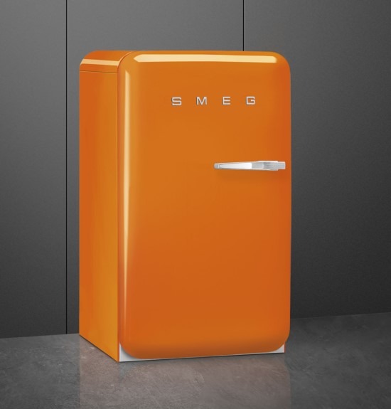 Smeg Orange Fab10lor6 55Cm Left Hand Hinge Fridge With Icebox