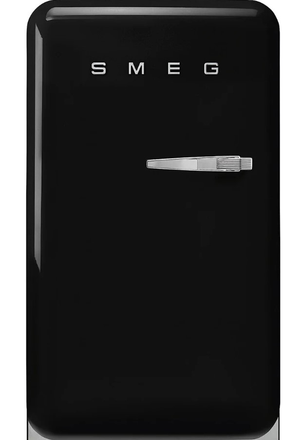 Smeg Black Fab10lbl650's Style 55Cm Fridge With Icebox, Left Hand Hinge