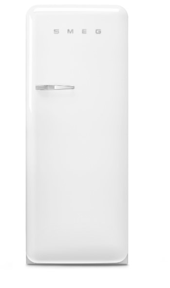 Smeg White Fab28rwh6uk Retro Free Standing Refrigerator In Right Hand Hinge