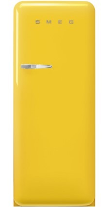 Smeg Yellow Fab28ryw6 Retro Free Standing Refrigerator In Right Hand Hinge