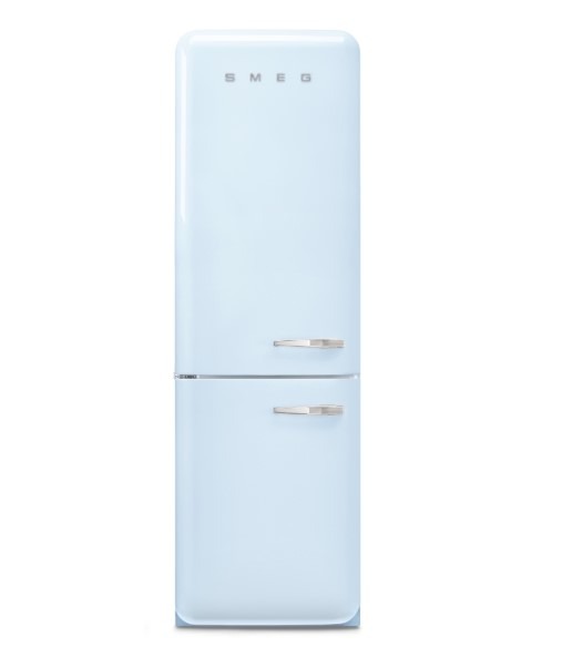 Smeg Blue Fab32lpb6uk Retro Free Standing Refrigerator In Pastel Left Hand Hinge