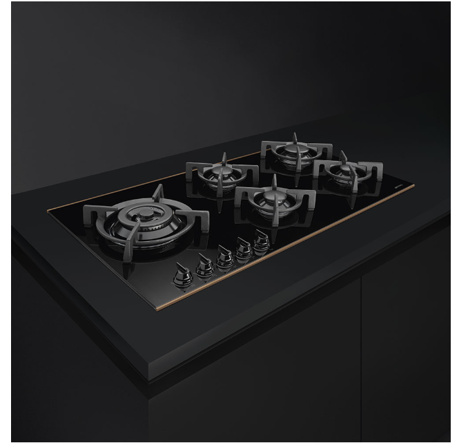 Smeg Black Dolce Stil Novo 90Cm 5 Zones Gas Hob | Pv695lcnr