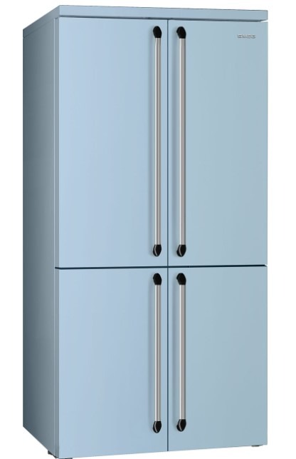 Smeg Blue Free Standing American Style Fridge Freezer In Pastel Fq960pb6