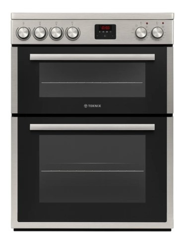 Teknix Tked64x Stainless Steel Ceramic Cooker - Double Oven, 60Cm - A Energy
