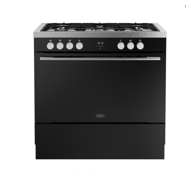 Belling Black Bel Rca Vision Sgl 90Df Bss 90Cm Dual Fuel Range Cooker In