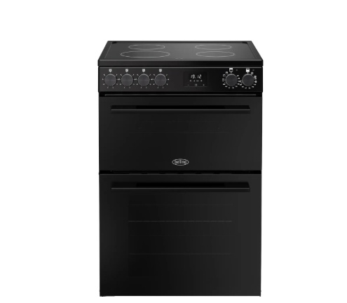 Belling Black 60Cm Wide Double Oven Bel Fsa Vision 60E Electric Cooker With Ceramic Hob