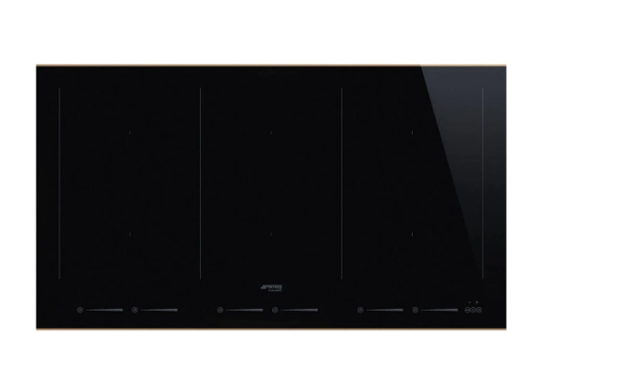 Smeg Black/White Sim693wldr 90Cm Dolce Stil Novo Induction Hob With Copper Trim