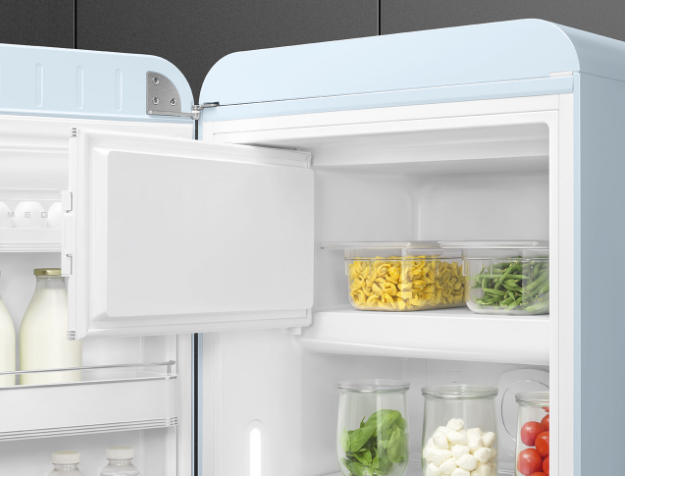 Smeg Blue Fab28lpb5uk Retro Tall Fridge With Ice Box, Pastel