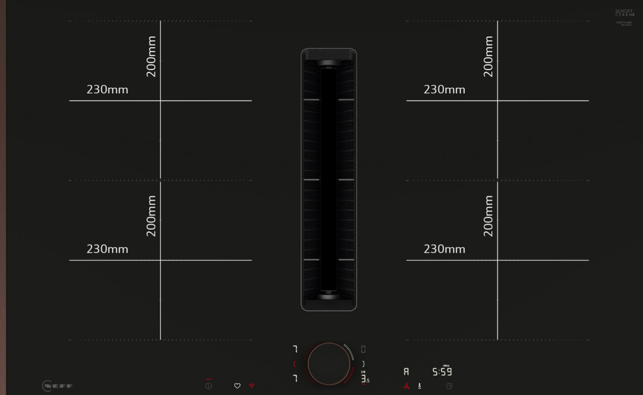 Neff Black V68yyx4b0 N 90 Induction Hob With Integrated Ventilation System 80 Cm Matt