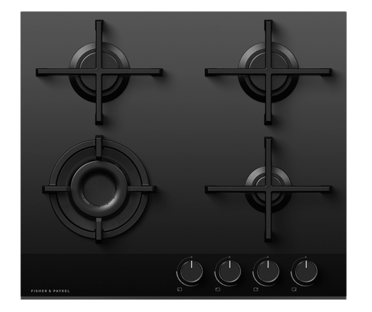 Fisher & Paykel Black Cg604dnggb4 60Cm 4 Burner Gas Hob - Glass